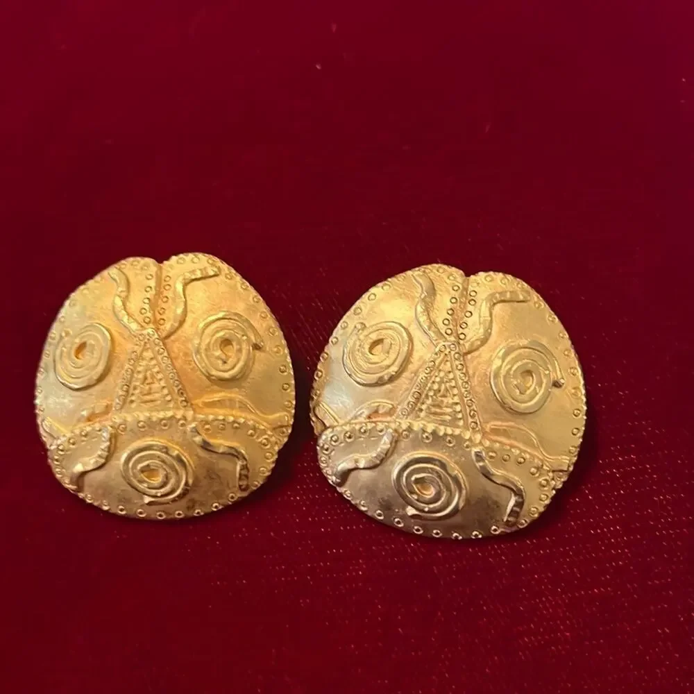 Vintage Tribal Clip Earrings